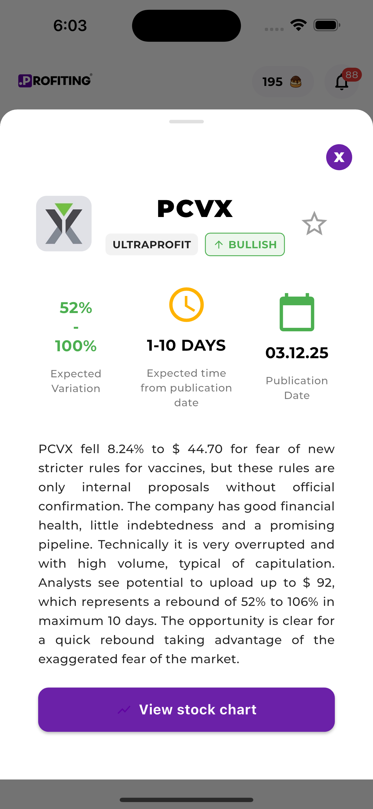 Profiting App Screen 4